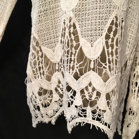 Anthropologie Oddy Ivory Crochet Long Sleeve Top M/L NEW - Picture 6 of 8
